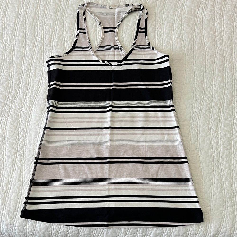 Lululemon Athletica Black and White Striped Tank Top